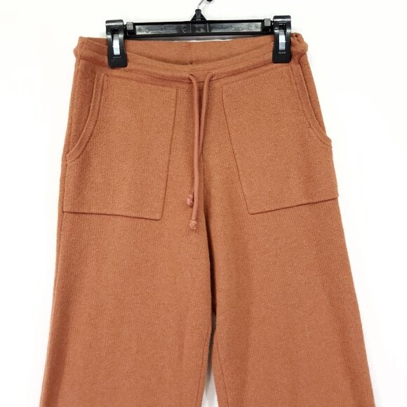 Naadam Cashmere Coffee Yarn Pant Size XXS Wide Leg Brown Soft Luxury Drawstring - Picture 7 of 13